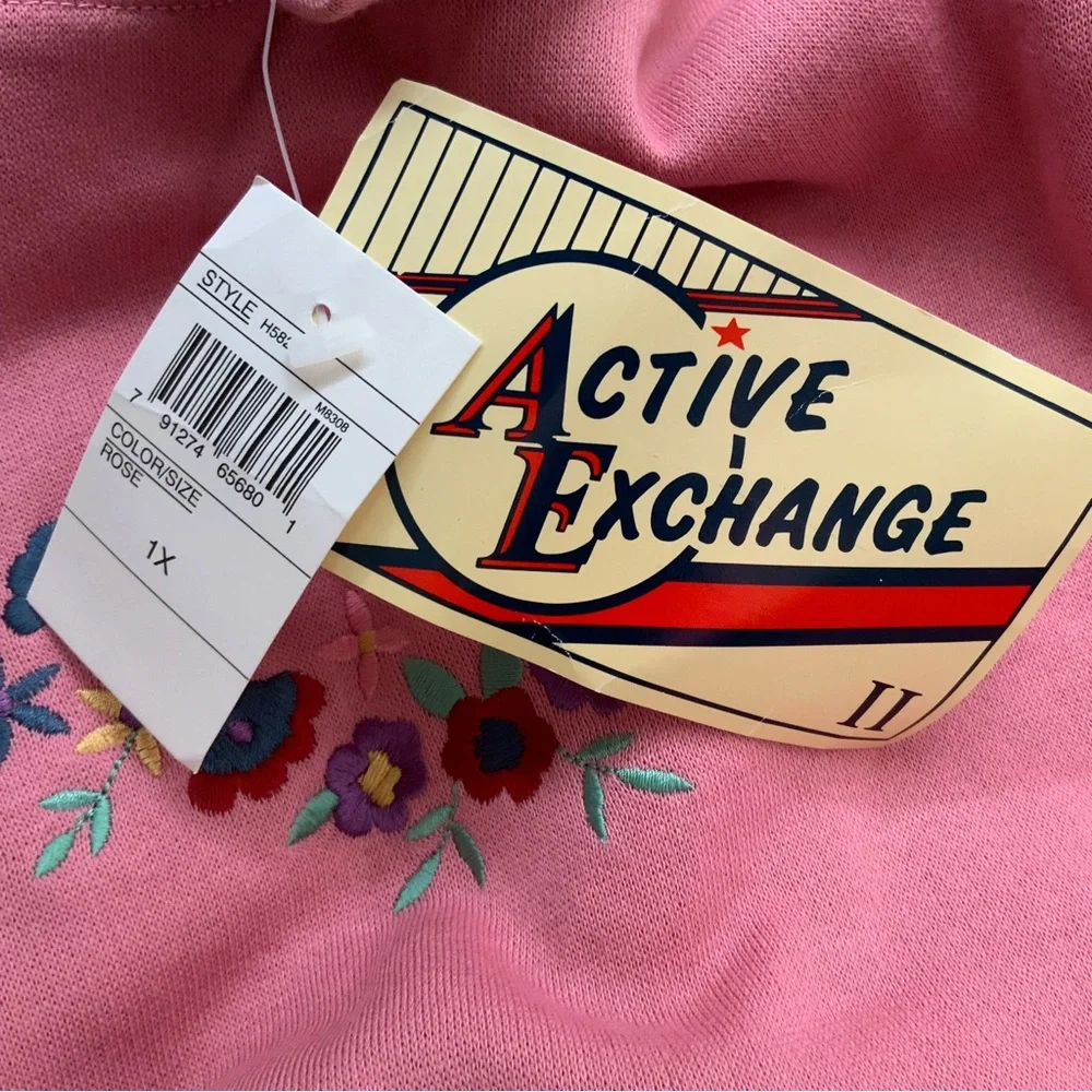 Vintage ACTIVE EXCHANGE Floral Women's Cowl Neck Sweatshirt Pink Size 1X